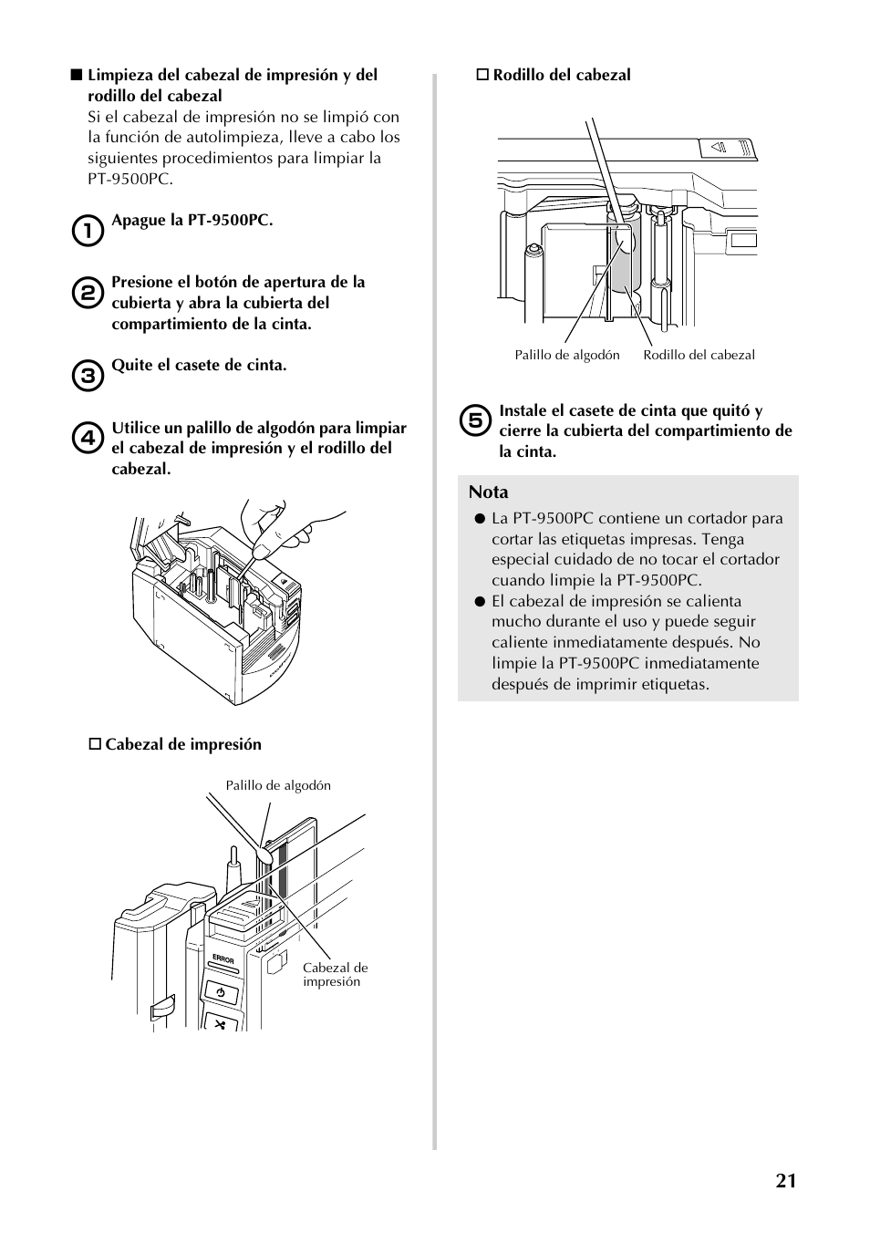 Nota | Brother PT-9500PC User Manual | Page 52 / 62