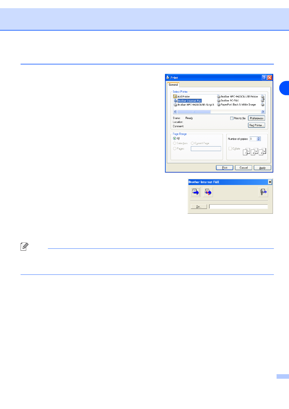 Sending a network fax with bfp, Sending a network fax with bfp -10, 9sending a network fax with bfp | Brother MFC-9420CN User Manual | Page 77 / 94