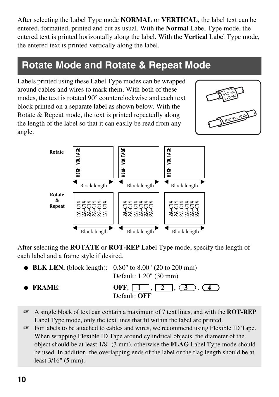 Rotate mode and rotate & repeat mode | Brother PT-1600 User Manual | Page 18 / 116