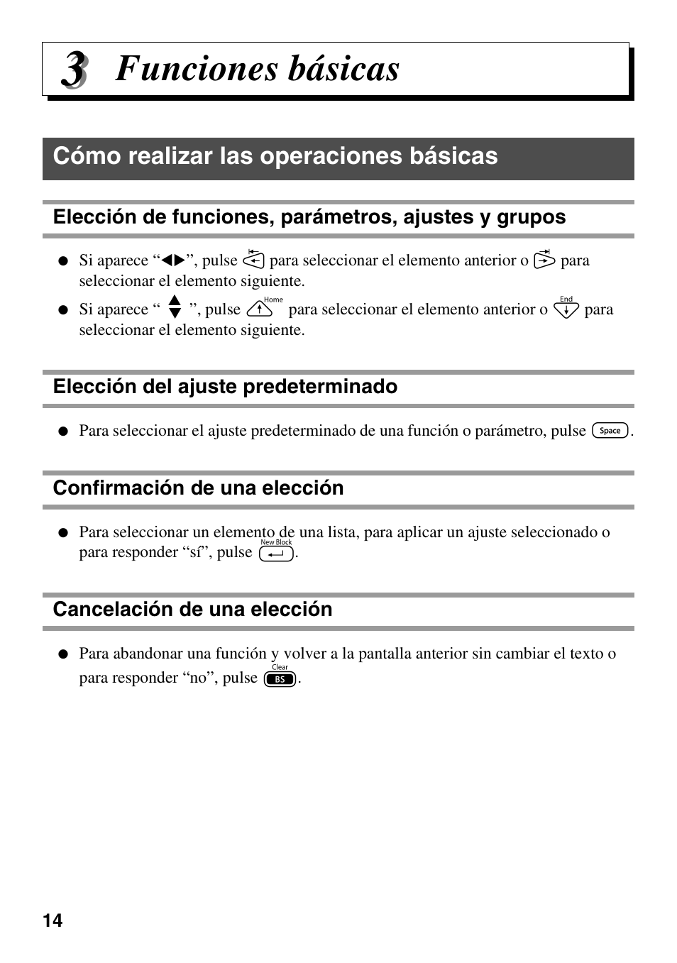 Funciones básicas, Cómo realizar las operaciones básicas | Brother PT-1600 User Manual | Page 76 / 116