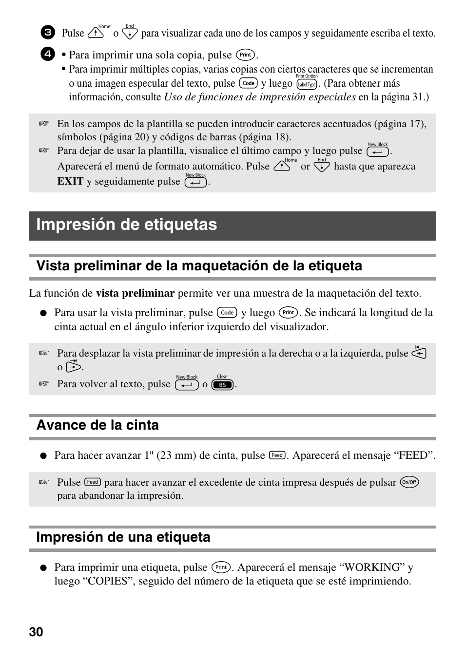 Impresión de etiquetas, Vista preliminar de la maquetación de la etiqueta, Avance de la cinta | Impresión de una etiqueta | Brother PT-1600 User Manual | Page 92 / 116