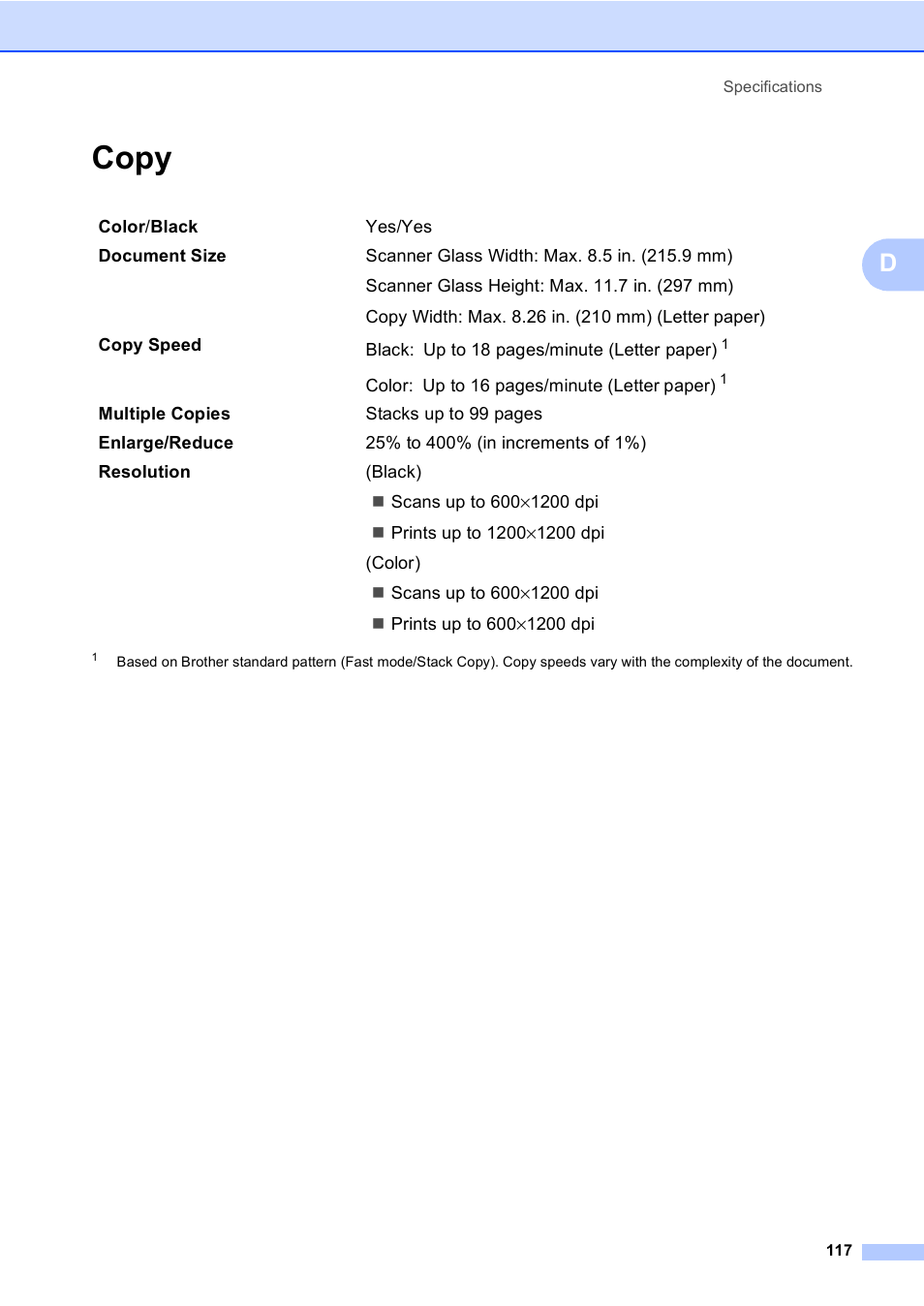 Copy | Brother MFC-230C User Manual | Page 133 / 148