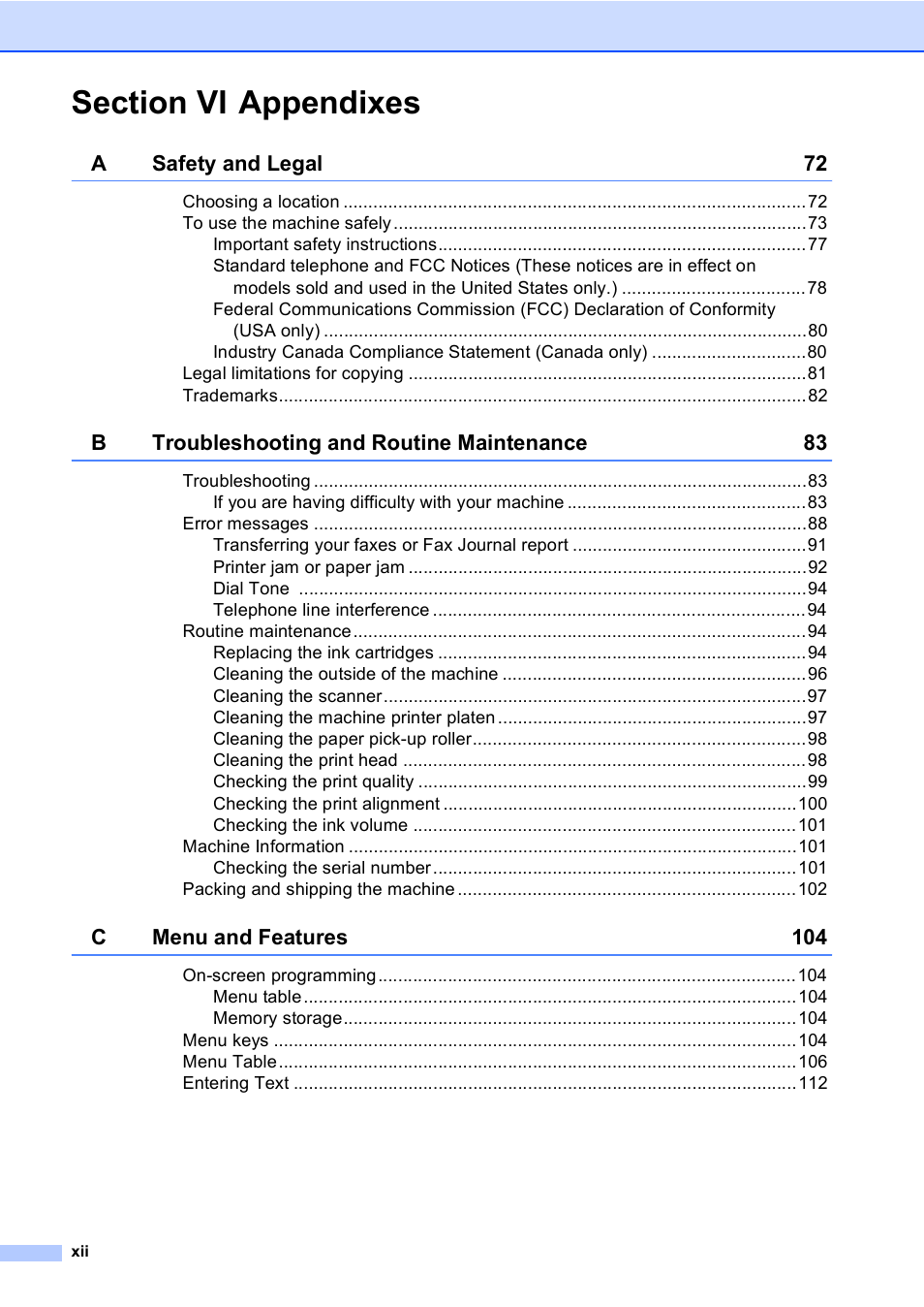 Brother MFC-230C User Manual | Page 14 / 148