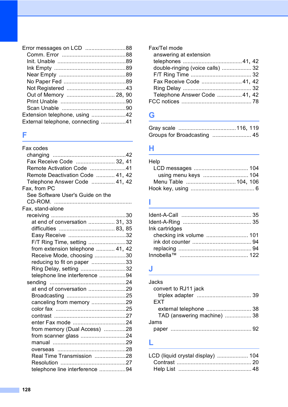 Brother MFC-230C User Manual | Page 144 / 148