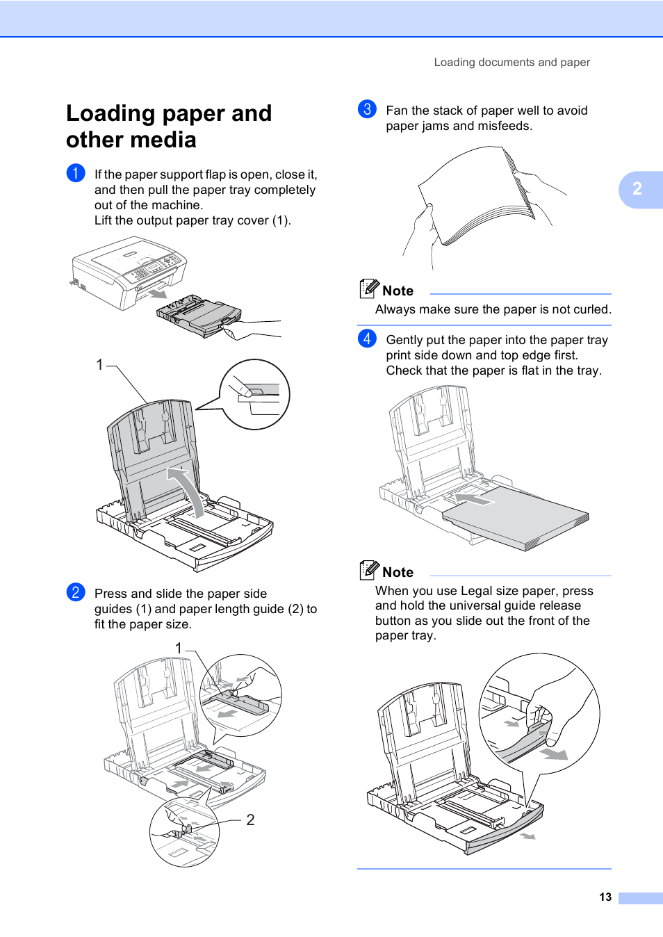 Loading paper and other media | Brother MFC-230C User Manual | Page 29 / 148