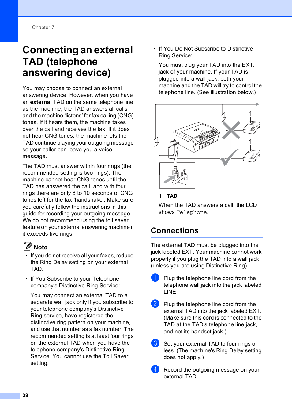 Connections | Brother MFC-230C User Manual | Page 54 / 148