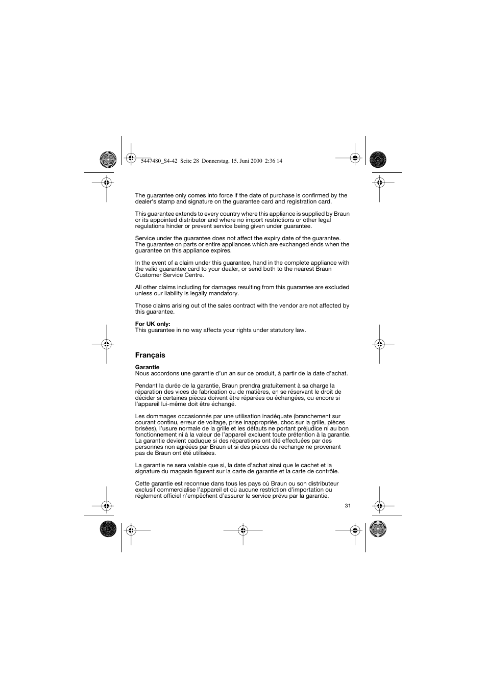 Braun 3105-5447 InterFace User Manual | Page 31 / 42