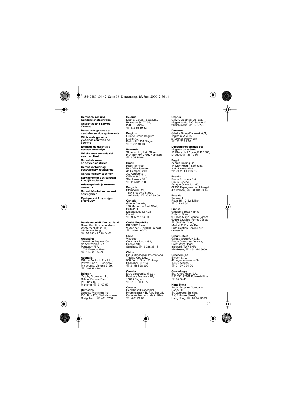 Braun 3105-5447 InterFace User Manual | Page 39 / 42