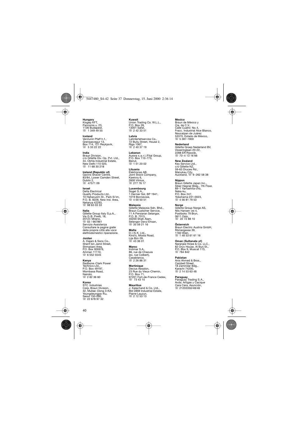 Braun 3105-5447 InterFace User Manual | Page 40 / 42