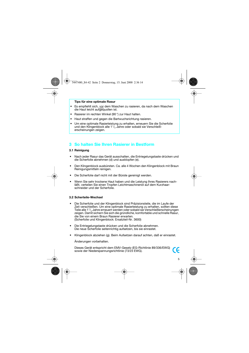 3 so halten sie ihren rasierer in bestform | Braun 3105-5447 InterFace User Manual | Page 5 / 42