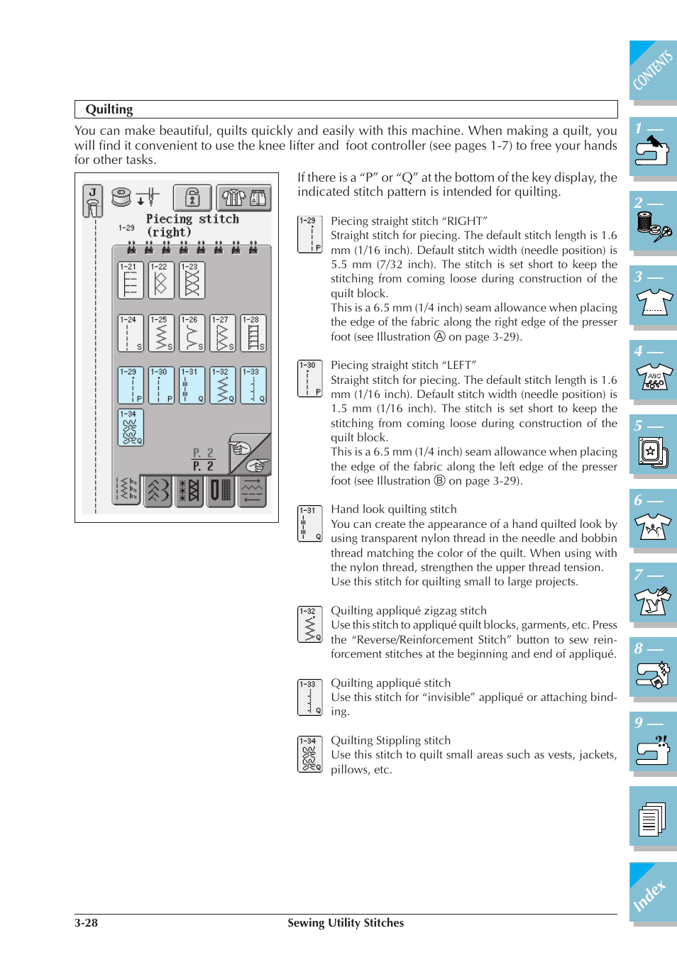 Quilting -28 | Brother ULT2001 2001N 2001C 2002D 2003D User Manual | Page 101 / 321