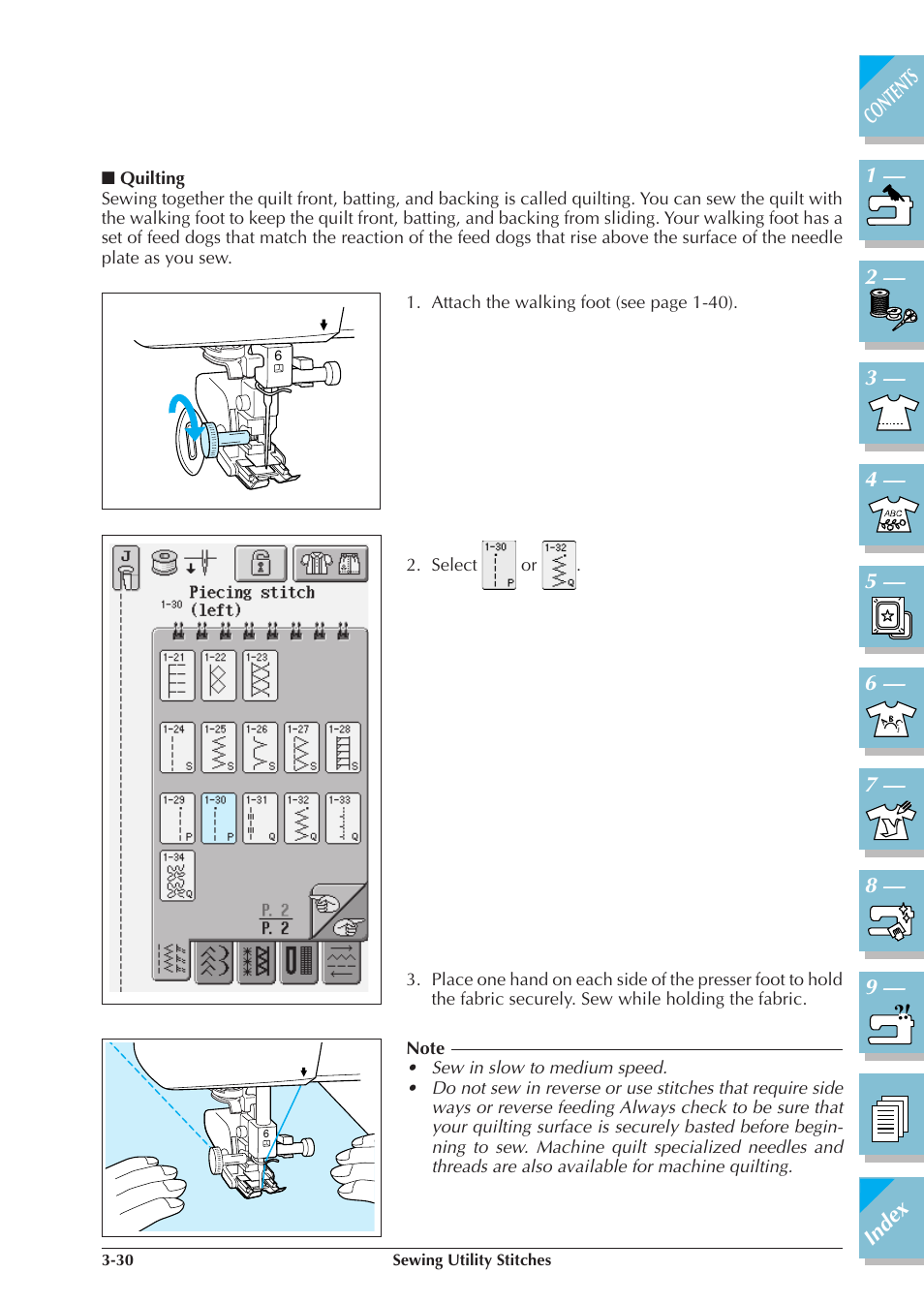 Quilting -30 | Brother ULT2001 2001N 2001C 2002D 2003D User Manual | Page 103 / 321