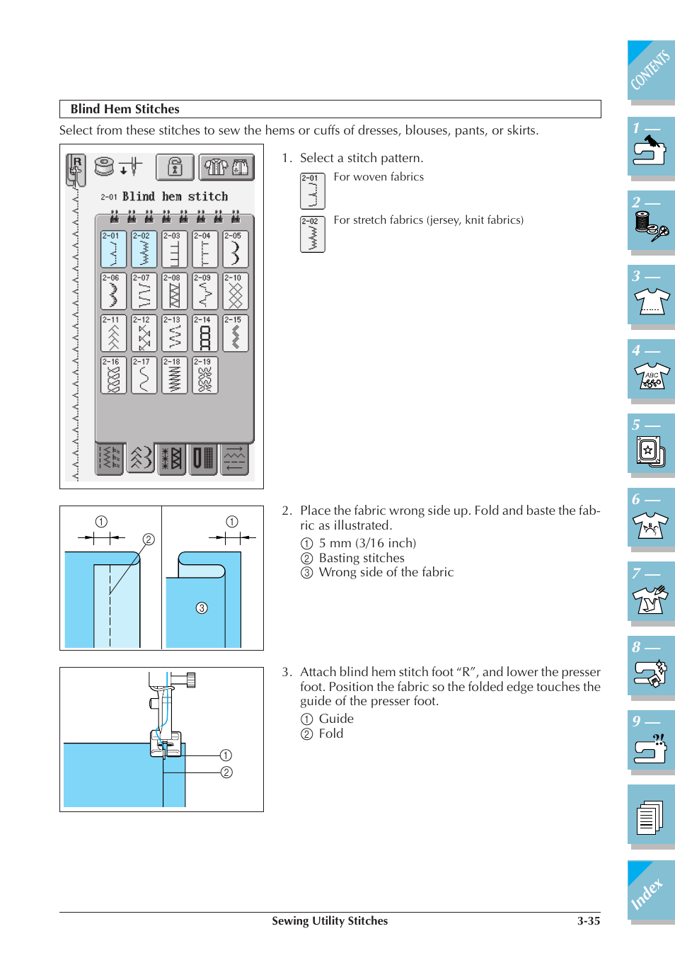 Blind hem stitches -35 | Brother ULT2001 2001N 2001C 2002D 2003D User Manual | Page 108 / 321