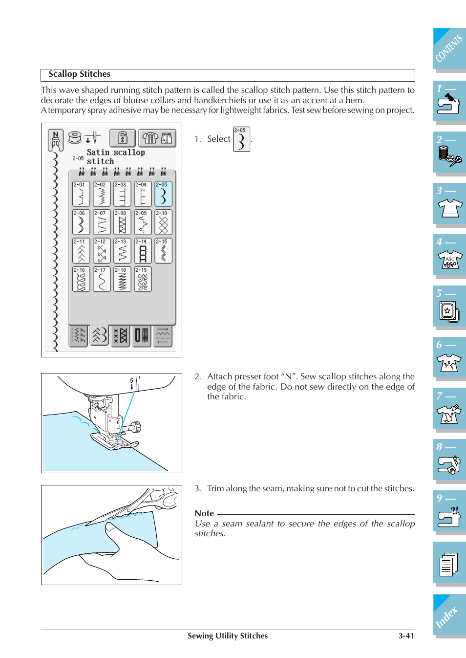 Scallop stitches -41 | Brother ULT2001 2001N 2001C 2002D 2003D User Manual | Page 114 / 321