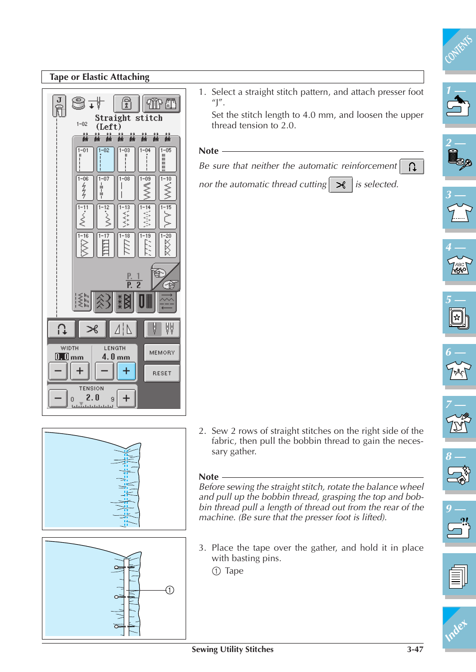 Tape or elastic attaching -47 | Brother ULT2001 2001N 2001C 2002D 2003D User Manual | Page 120 / 321