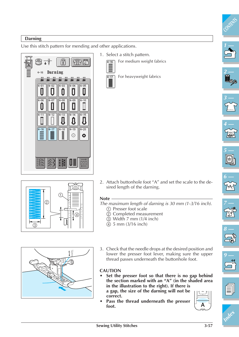 Darning -57 | Brother ULT2001 2001N 2001C 2002D 2003D User Manual | Page 130 / 321