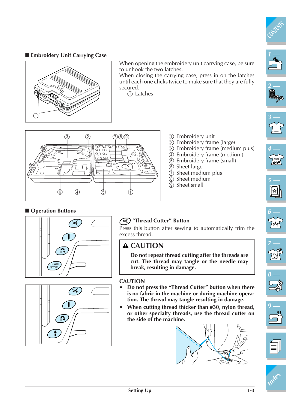 P.1-3), Caution | Brother ULT2001 2001N 2001C 2002D 2003D User Manual | Page 14 / 321