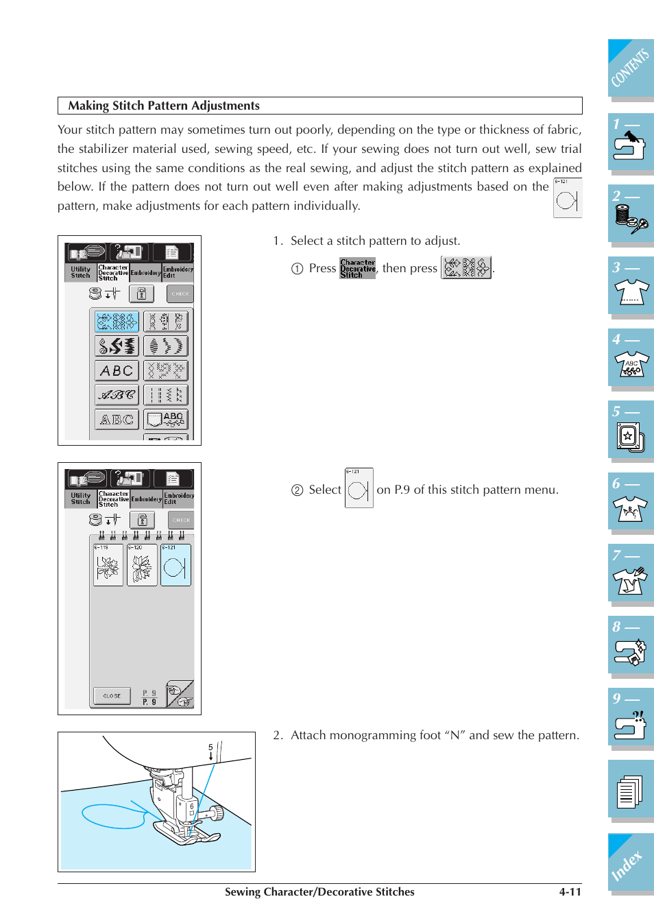 Making stitch pattern adjustments -11 | Brother ULT2001 2001N 2001C 2002D 2003D User Manual | Page 154 / 321