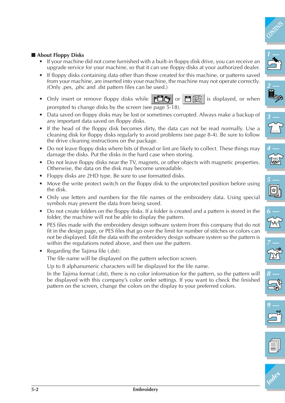 About floppy disks -2 | Brother ULT2001 2001N 2001C 2002D 2003D User Manual | Page 177 / 321