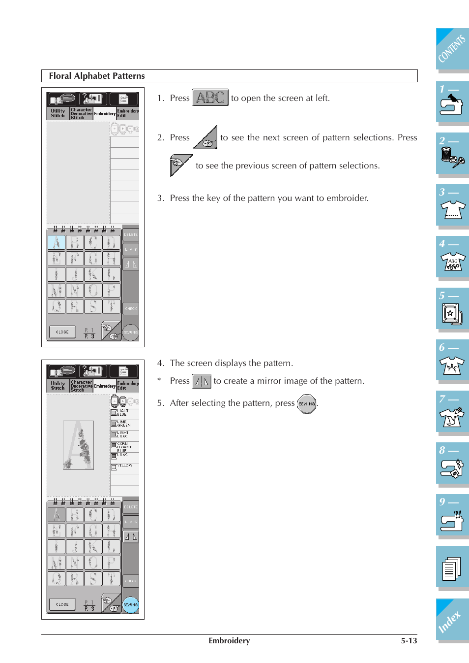 Floral alphabet patterns -13 | Brother ULT2001 2001N 2001C 2002D 2003D User Manual | Page 188 / 321