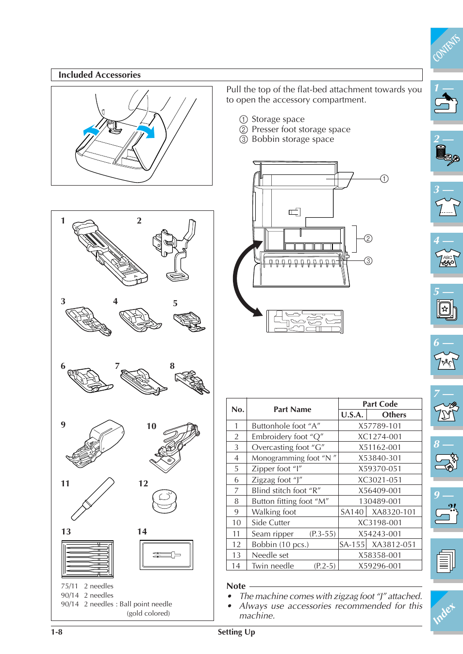 Included accessories -8, P.1-8) | Brother ULT2001 2001N 2001C 2002D 2003D User Manual | Page 19 / 321