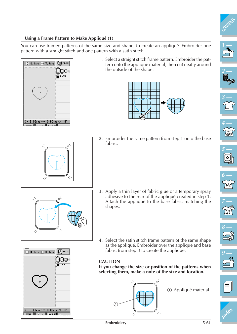 Using a frame pattern to make appliqué (1) -61 | Brother ULT2001 2001N 2001C 2002D 2003D User Manual | Page 236 / 321