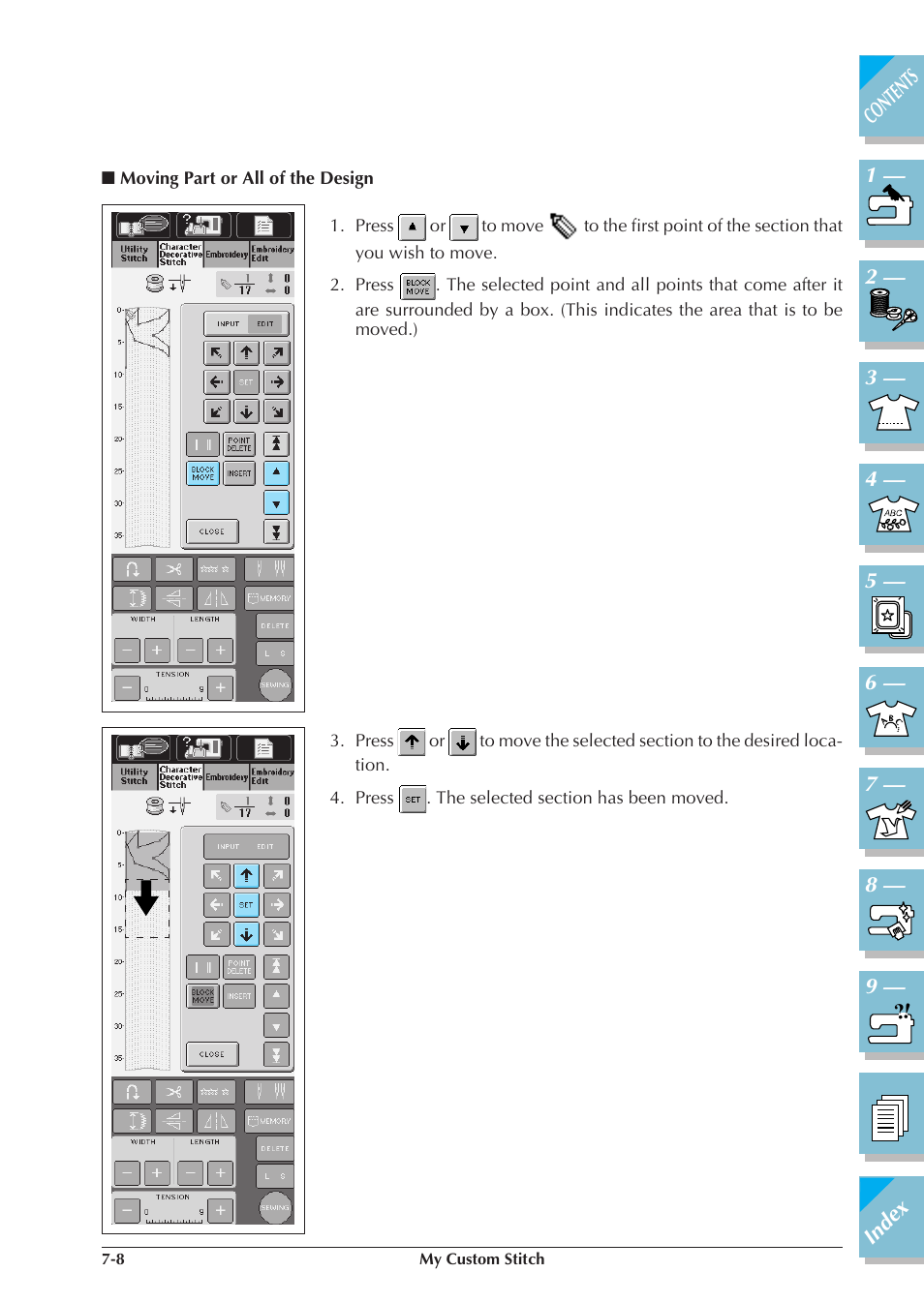 Moving part or all of the design -8 | Brother ULT2001 2001N 2001C 2002D 2003D User Manual | Page 285 / 321