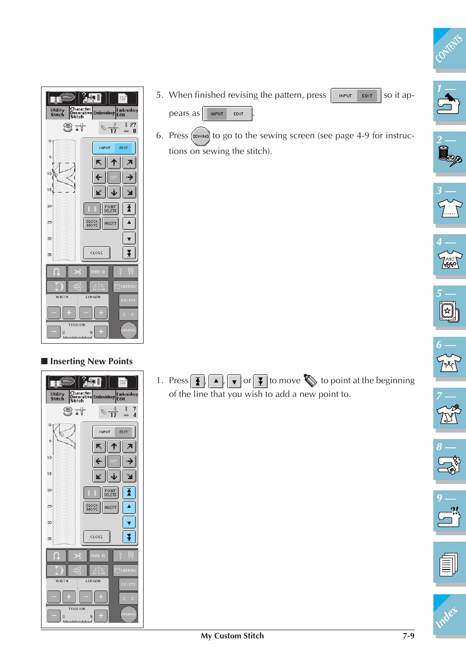 Inserting new points -9 | Brother ULT2001 2001N 2001C 2002D 2003D User Manual | Page 286 / 321