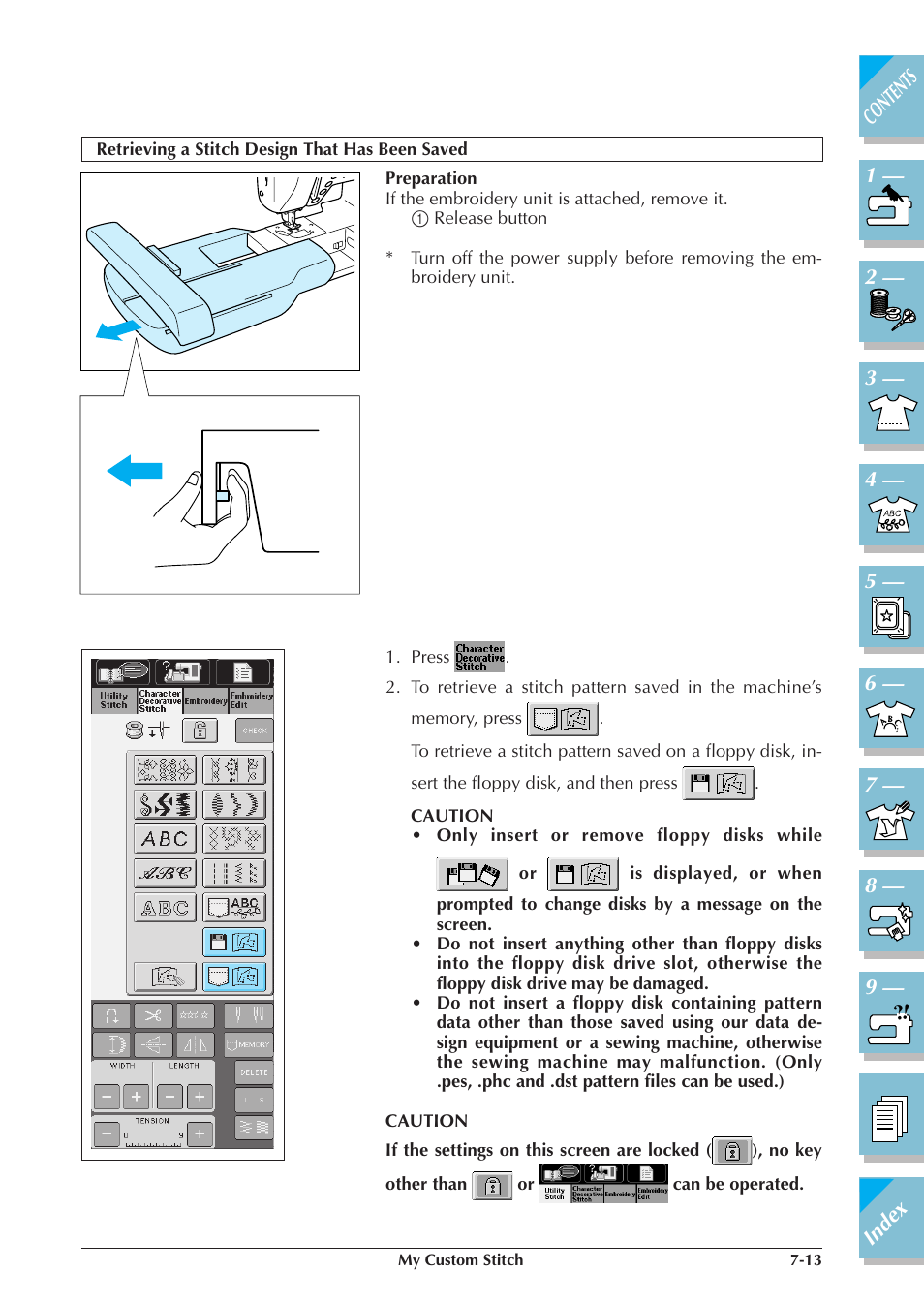 Retrieving a stitch design that has been saved -13 | Brother ULT2001 2001N 2001C 2002D 2003D User Manual | Page 290 / 321