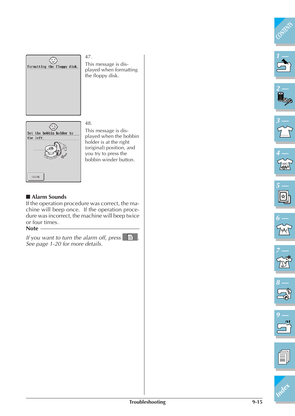 Alarm sounds -15 | Brother ULT2001 2001N 2001C 2002D 2003D User Manual | Page 312 / 321