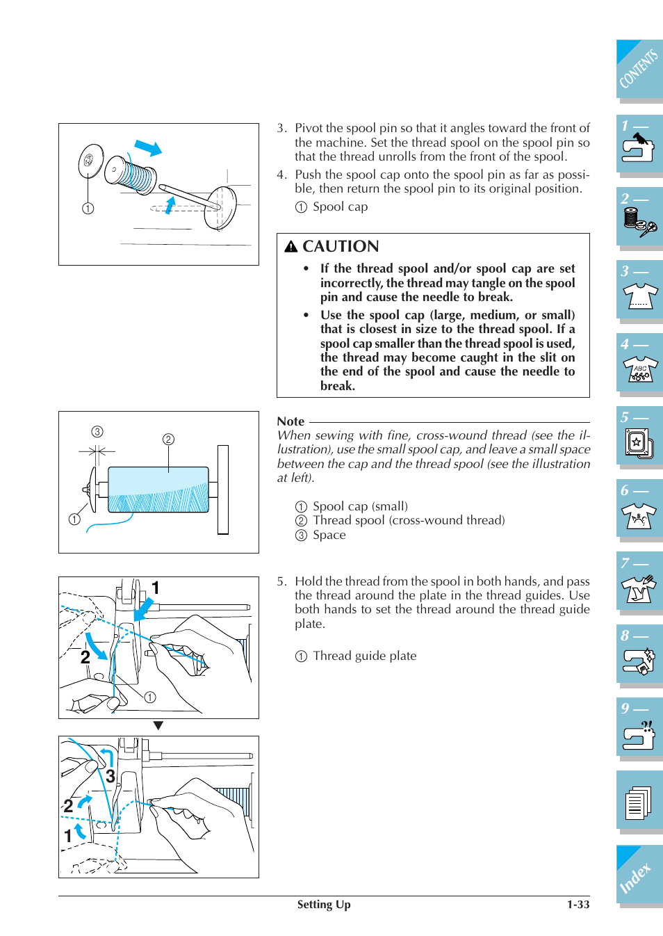 Caution | Brother ULT2001 2001N 2001C 2002D 2003D User Manual | Page 44 / 321