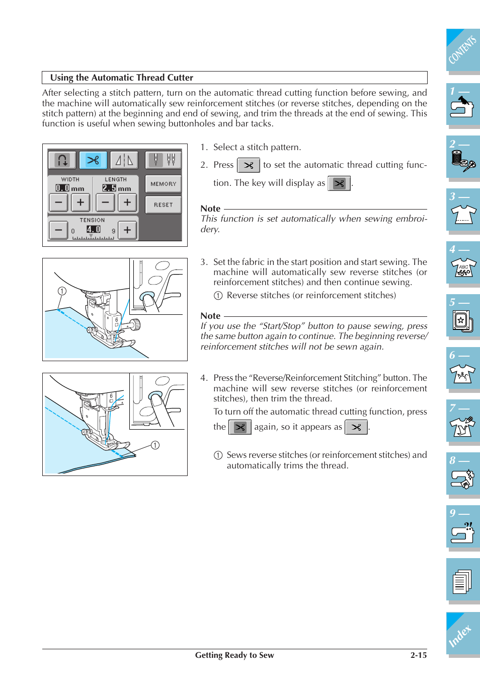 Using the automatic thread cutter -15 | Brother ULT2001 2001N 2001C 2002D 2003D User Manual | Page 72 / 321