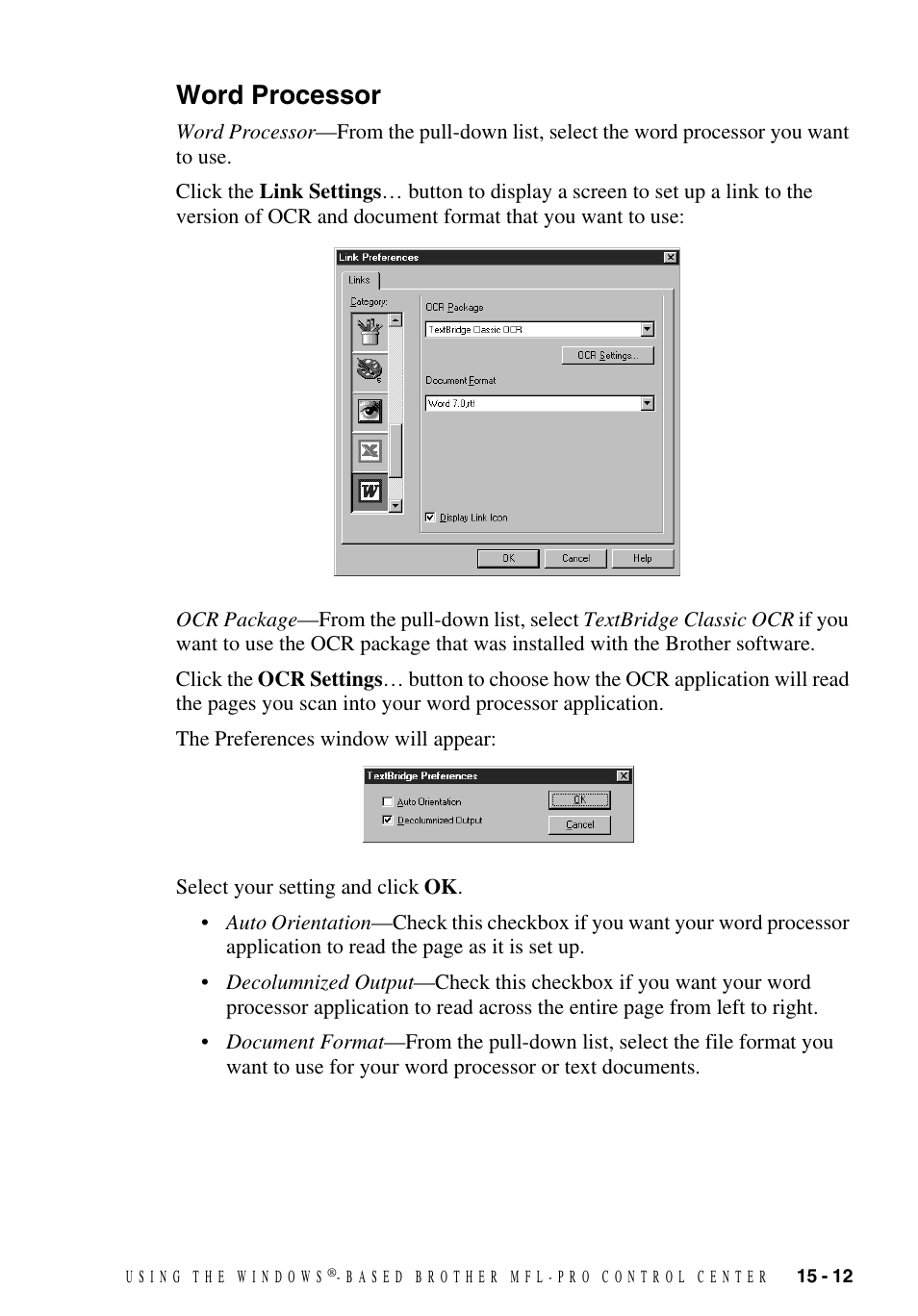 Word processor, Word processor -12 | Brother MFC-9700 User Manual | Page 141 / 228