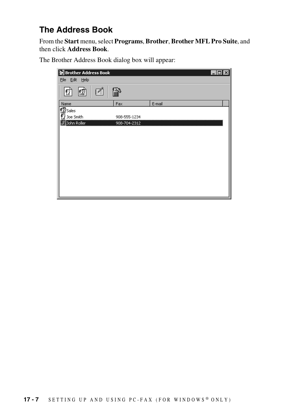 The address book, The address book -7 | Brother MFC-9700 User Manual | Page 158 / 228