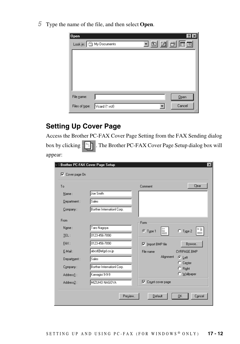Setting up cover page | Brother MFC-9700 User Manual | Page 163 / 228