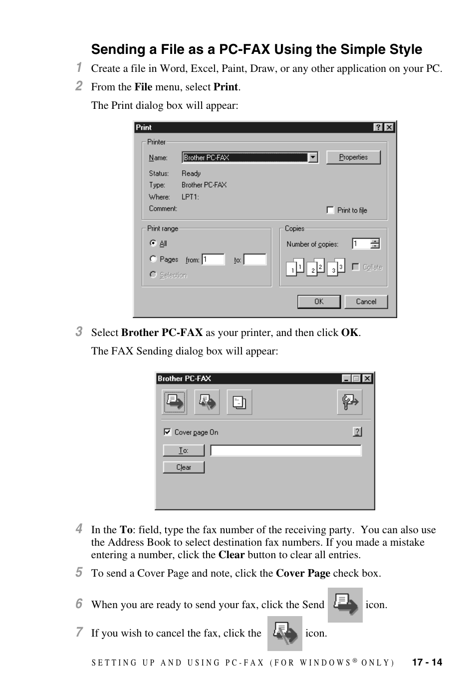 Sending a file as a pc-fax using the simple style | Brother MFC-9700 User Manual | Page 165 / 228