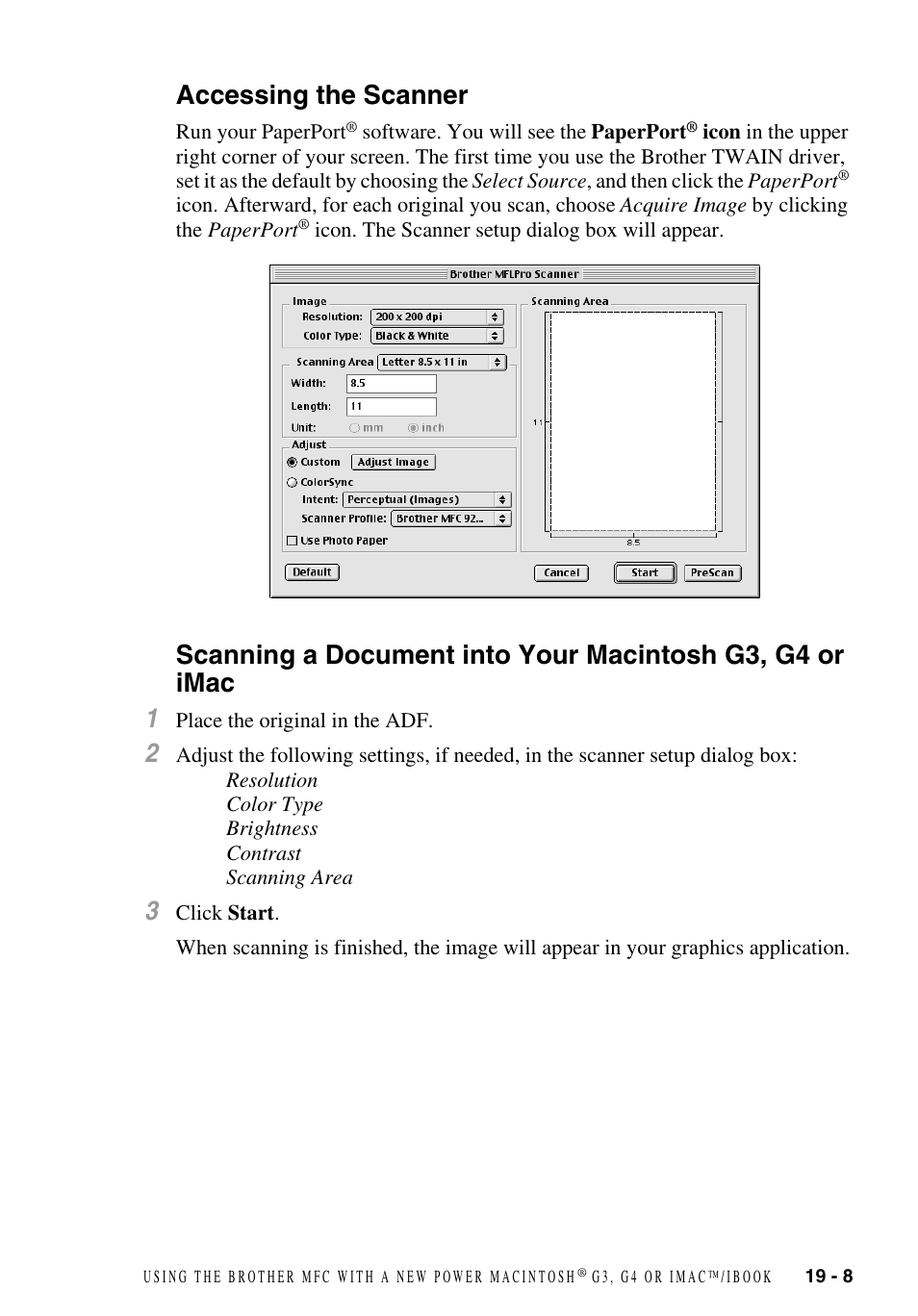 Accessing the scanner, G3, g4 or imac -8 | Brother MFC-9700 User Manual | Page 177 / 228