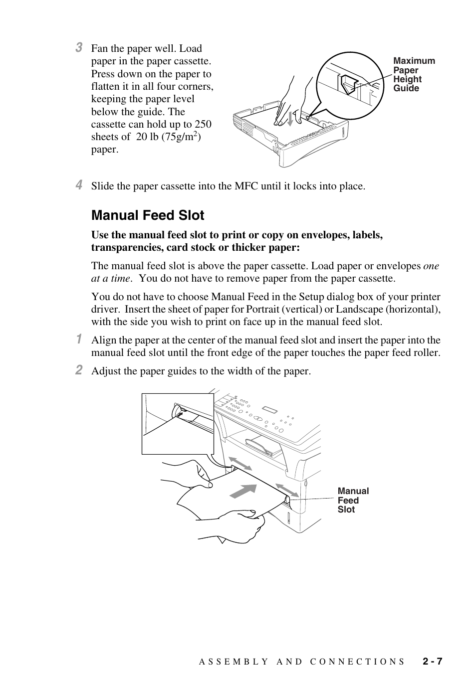 Manual feed slot, Manual feed slot -7 | Brother MFC-9700 User Manual | Page 35 / 228