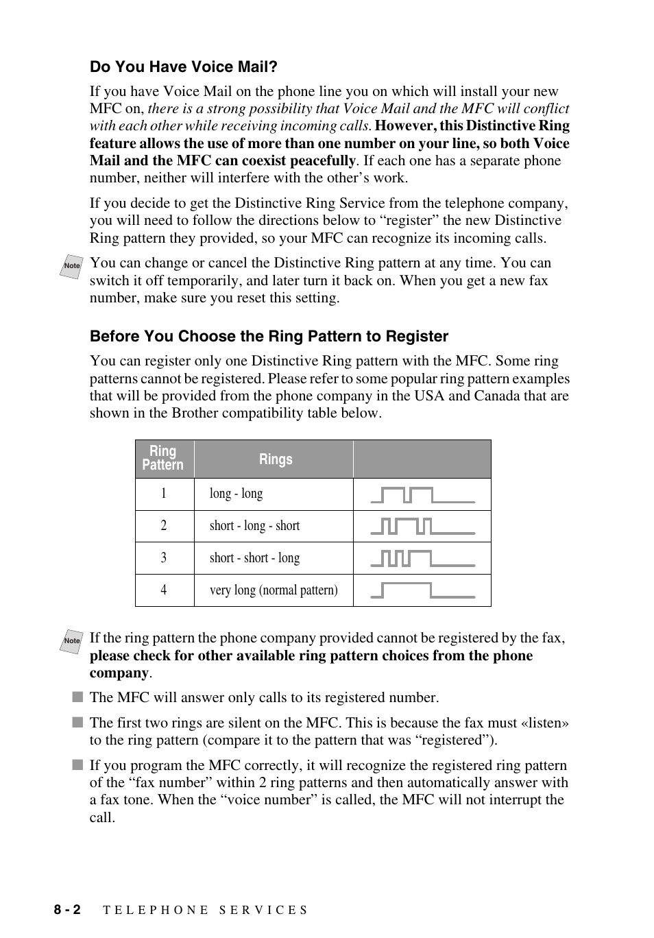 Do you have voice mail, Before you choose the ring pattern to register | Brother MFC-9700 User Manual | Page 78 / 228