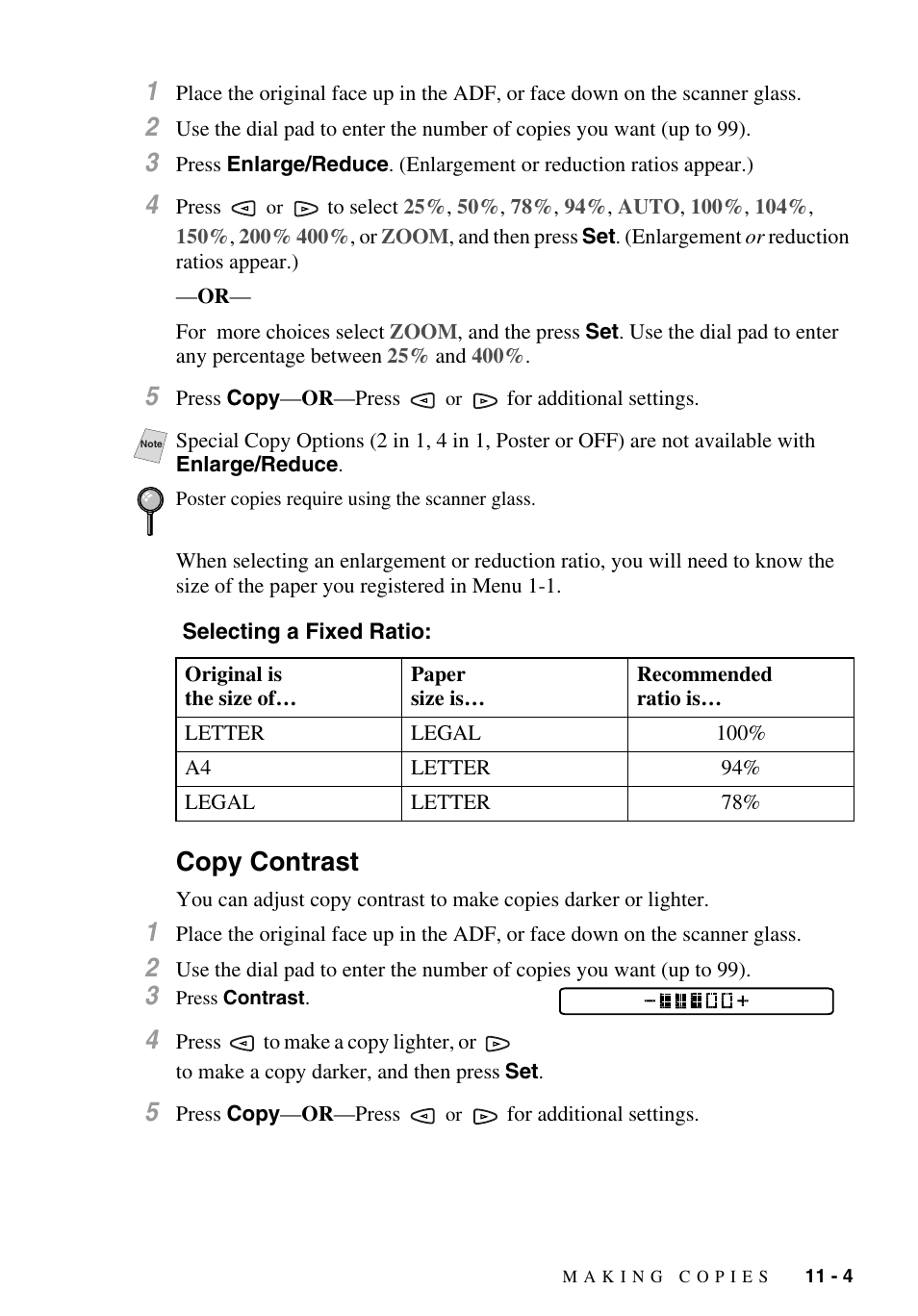 Copy contrast, Copy contrast -4 | Brother MFC-9700 User Manual | Page 91 / 228