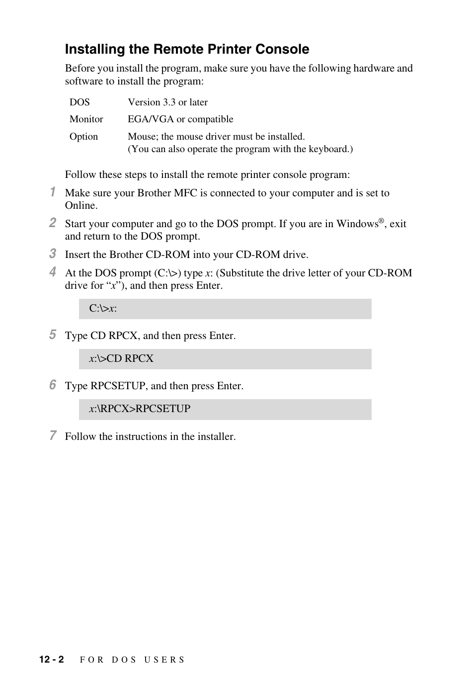 Installing the remote printer console, Installing the remote printer console -2 | Brother MFC-9700 User Manual | Page 98 / 228