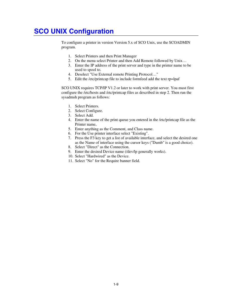 Sco unix configuration | Brother HL-4000CN User Manual | Page 17 / 78