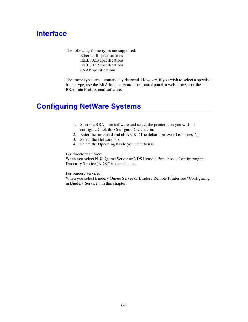 Interface, Configuring netware systems | Brother HL-4000CN User Manual | Page 50 / 78