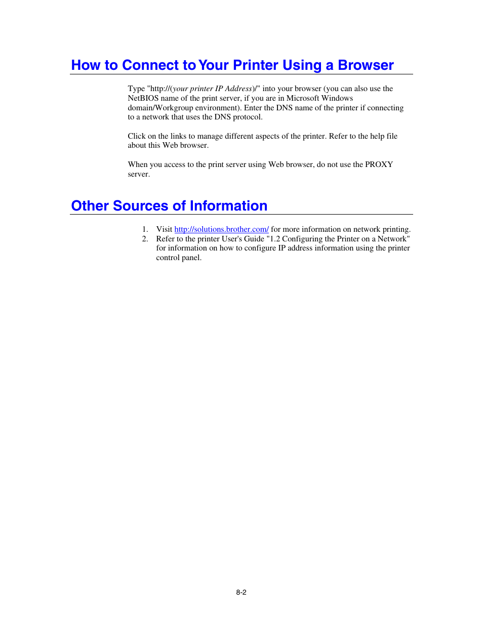 How to connect to your printer using a browser, Other sources of information | Brother HL-4000CN User Manual | Page 63 / 78