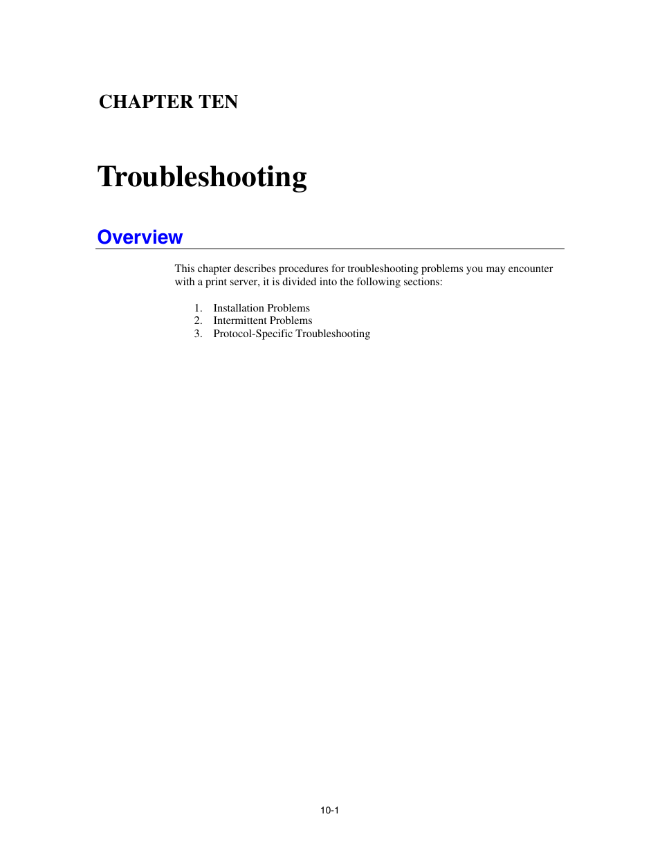 Chapter ten troubleshooting, Overview, Chapter ten | Troubleshooting | Brother HL-4000CN User Manual | Page 68 / 78