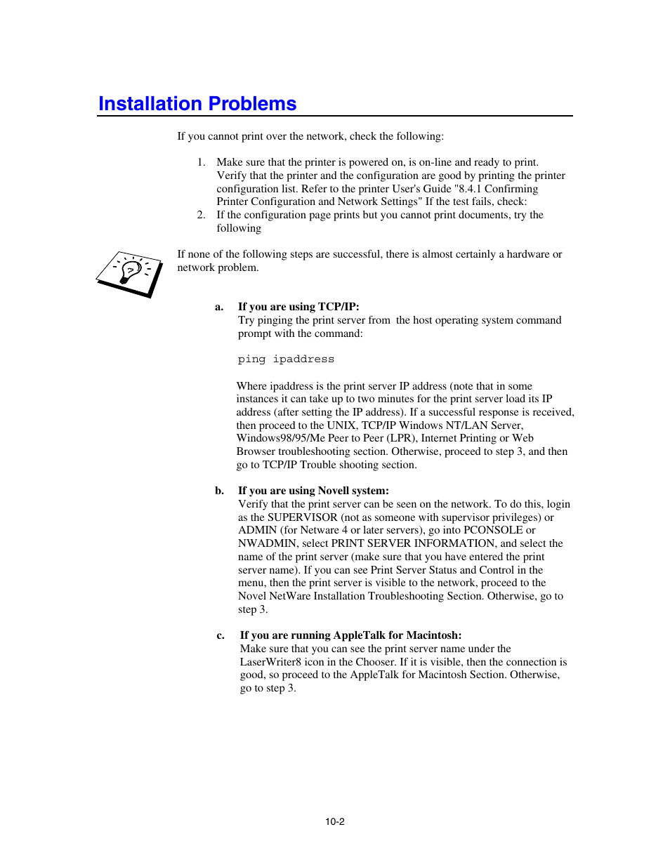 Installation problems | Brother HL-4000CN User Manual | Page 69 / 78