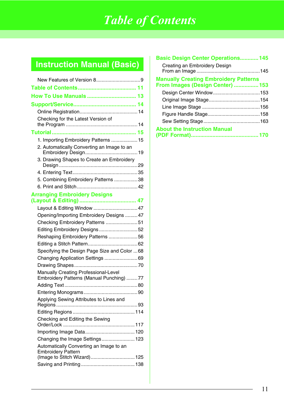 Brother PE-DESIGN 8 User Manual | Page 13 / 269