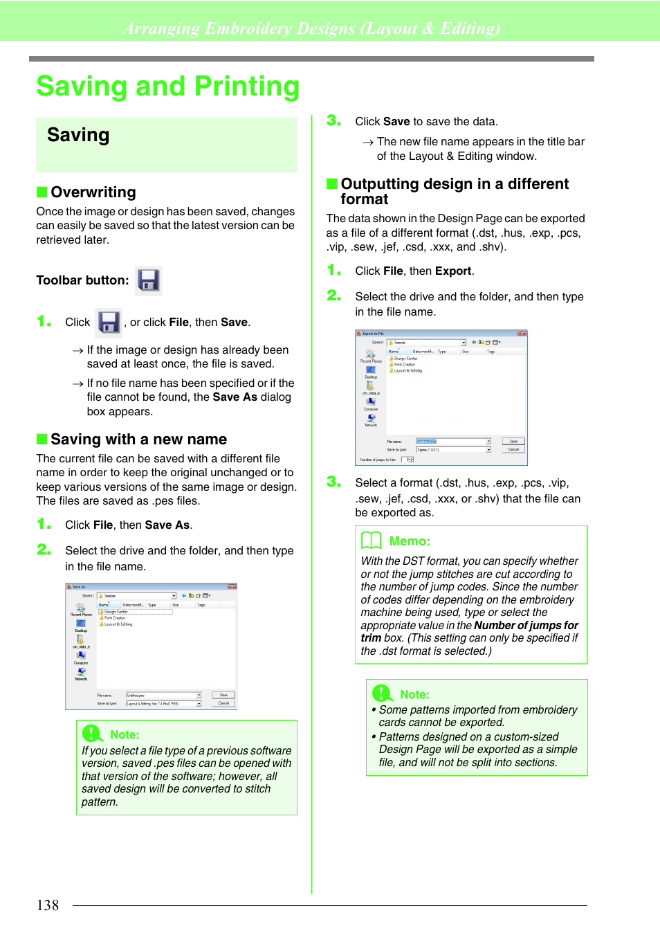 Saving and printing, Saving, Arranging embroidery designs (layout & editing) | Brother PE-DESIGN 8 User Manual | Page 140 / 269