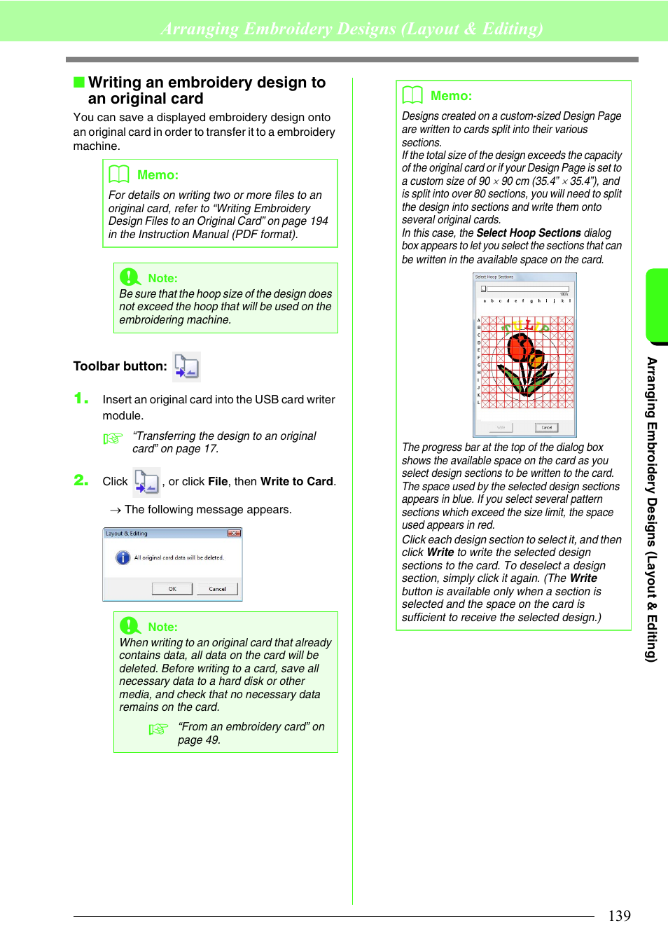 Arranging embroidery designs (layout & editing) | Brother PE-DESIGN 8 User Manual | Page 141 / 269