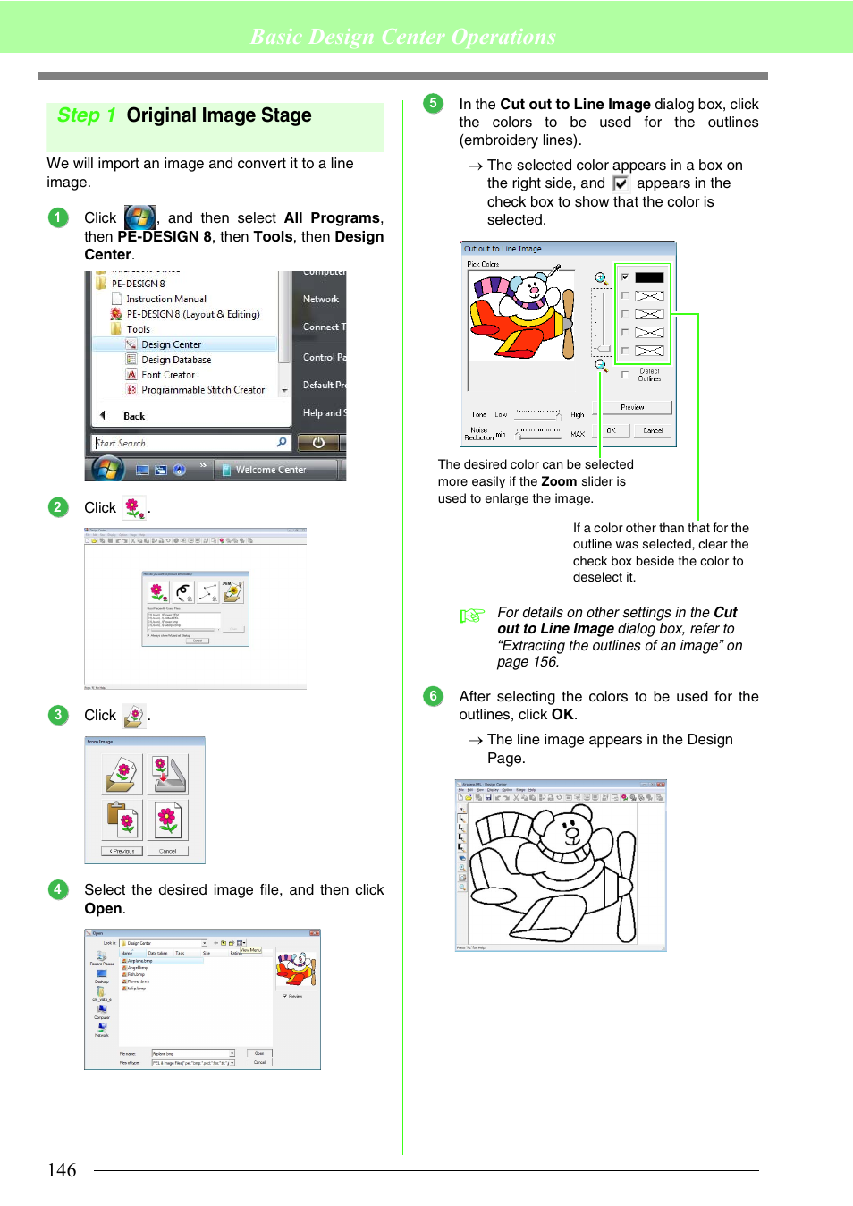 Basic design center operations, Step 1 original image stage | Brother PE-DESIGN 8 User Manual | Page 148 / 269